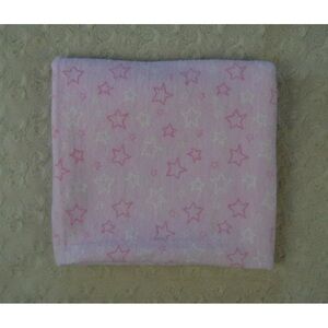 Luvable Friends Pink White Stars Print Baby Receiving Blanket Flannel Thin Lovey